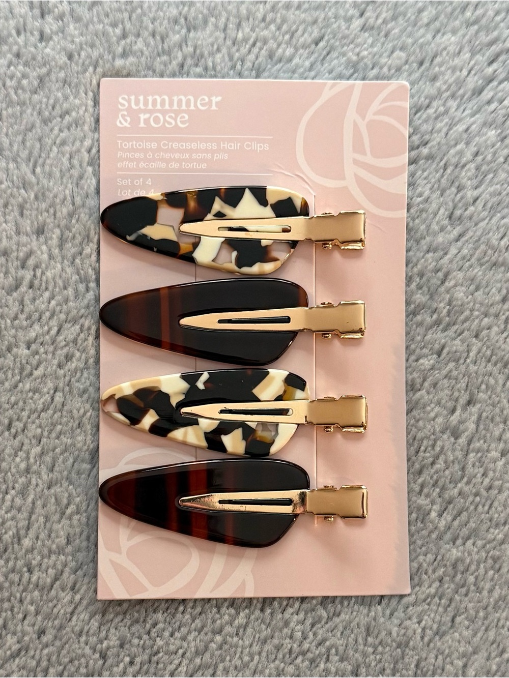 5/$25 🎆 NEW Summer & Rose – Creaseless Hair Clips in Tortoise